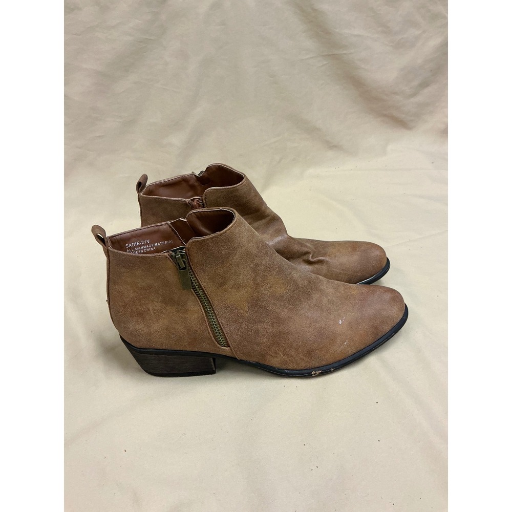 Rouge Helium Sadie-21V Tan Brown Faux Suede Ankle Booties Womens 10